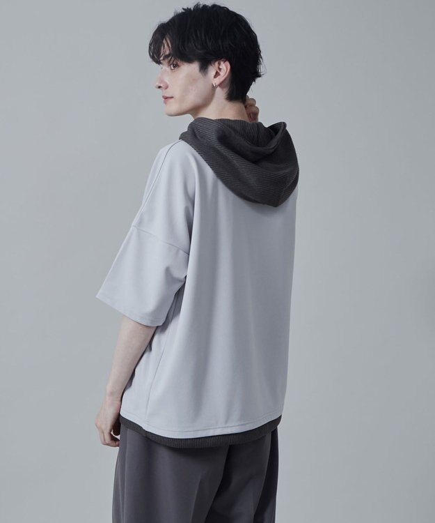 WEGO フェイクレイヤードフードT（S） ライトグレー