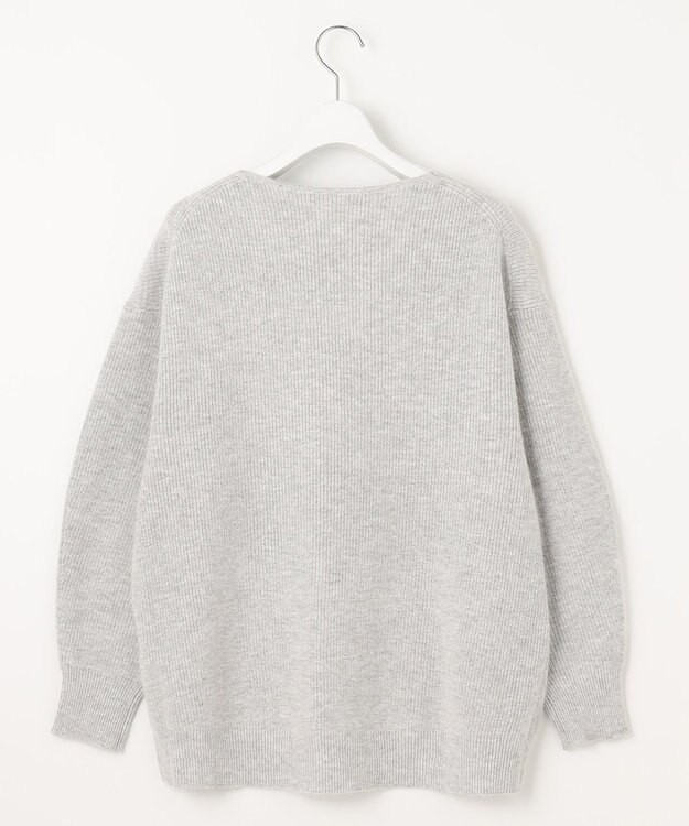 自由区 L 【洗える】シャイニールレックス Vネックニット ライトグレー系