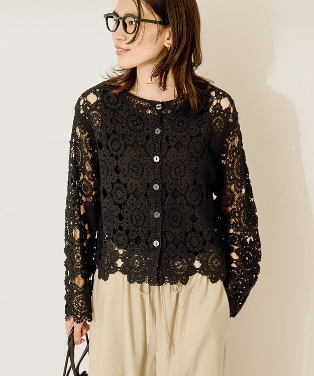 AMERICAN HOLIC トーションレースカーディガン Black