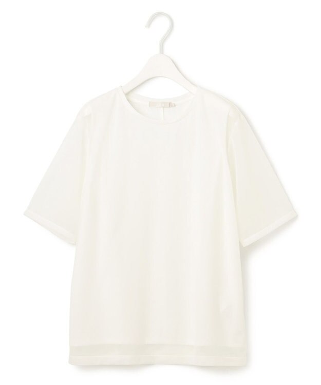 ICB L 【接触冷感・洗える】 チュールコンビ カットソー オフホワイト系