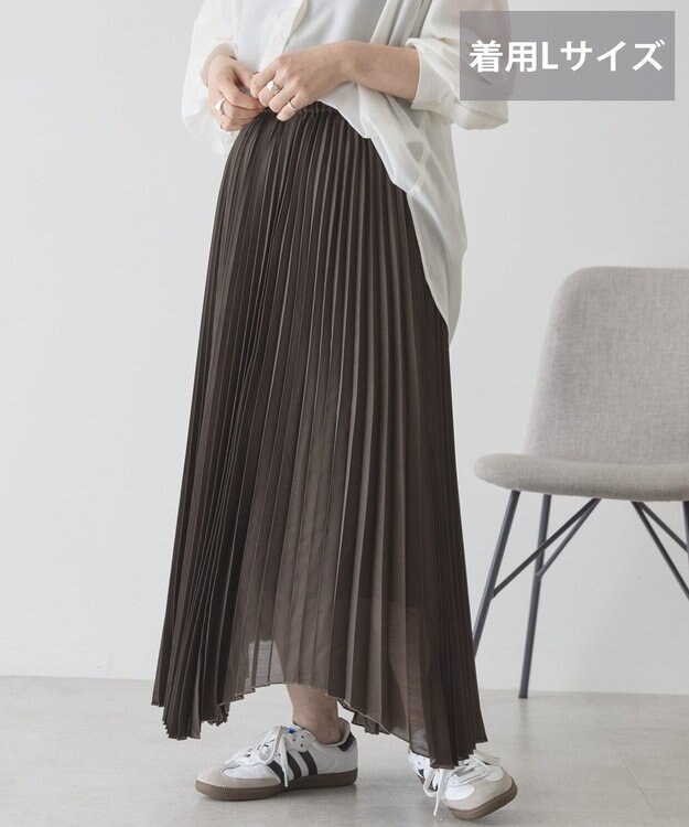 AMERICAN HOLIC 【選べる丈】シアープリーツスカート Brown