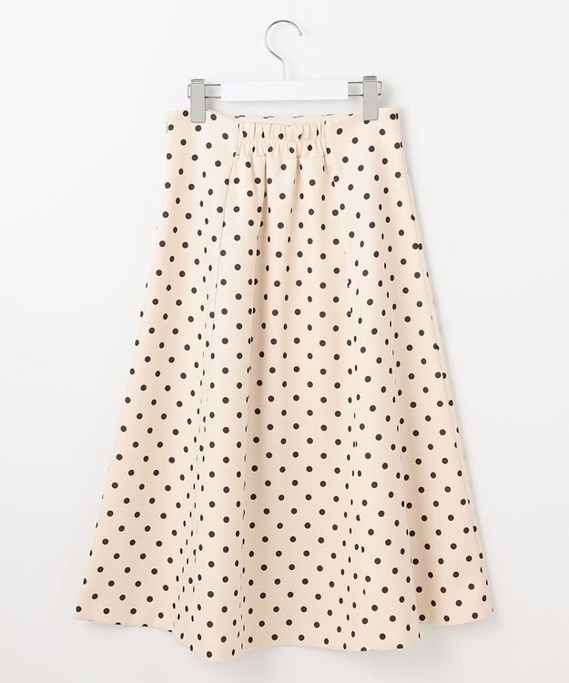 Feroux 【洗える】パールボタン付きフレア スカート ドット系
