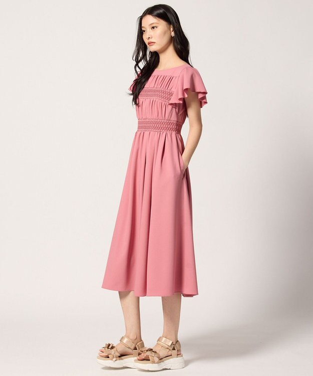 TOCCA 【洗える・接触冷感・UVカット・消臭】SMOCKING EMBROIDERY ドレス ピンク系