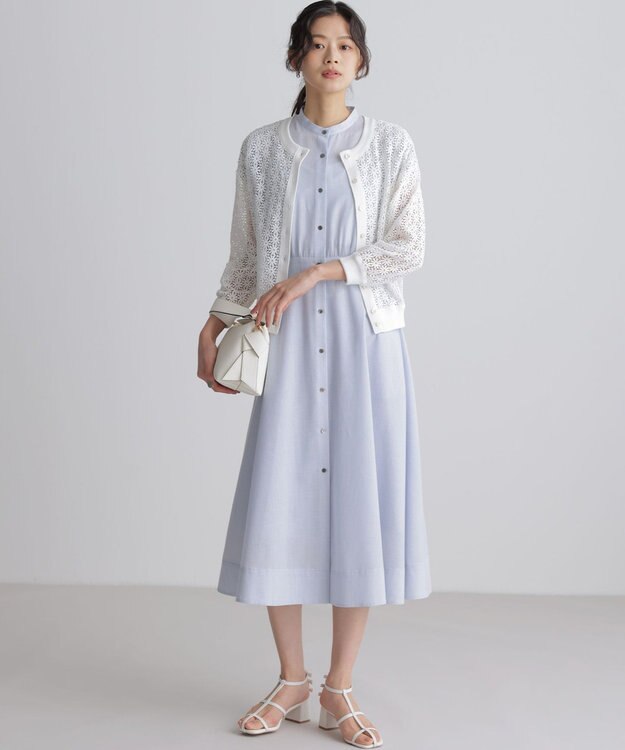 組曲 【先行予約・前後着用可】コットンフラワーレーシー カーディガン ホワイト系