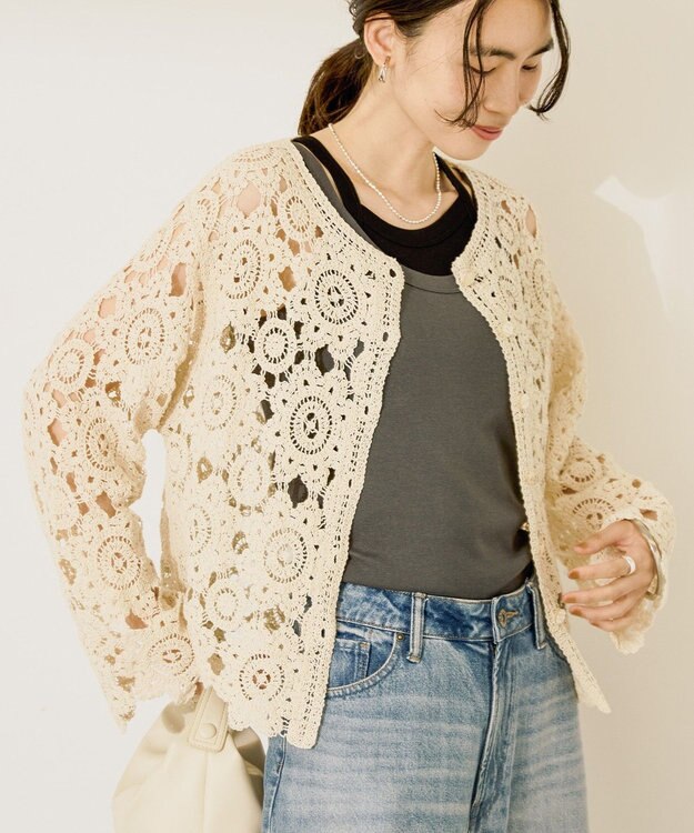 AMERICAN HOLIC トーションレースカーディガン Ivory