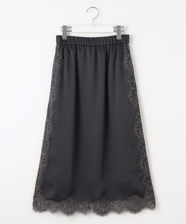 自由区 【洗える】サテンレース スカート バーント×バーント