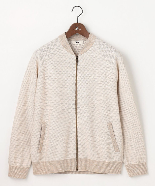 JOSEPH ABBOUD 【イタリア糸×エコ素材・通気性・軽量】スラブギマ×和紙 ニット ブルゾン ベージュ系