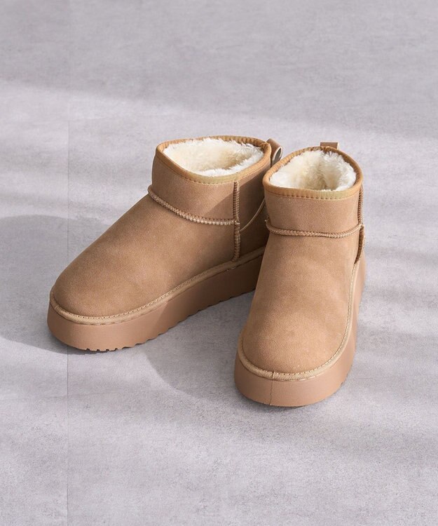 Green Parks ・ｍｉｎｉａ　フェイクムートンショートブーツ Camel