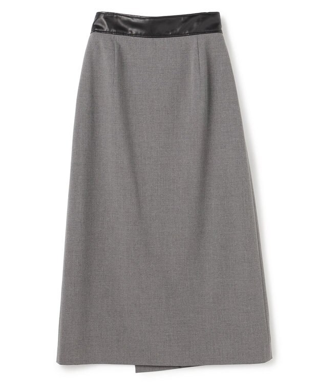 BEIGE， ZEPHYR / レザー切り替え ラップスカート Top Gray