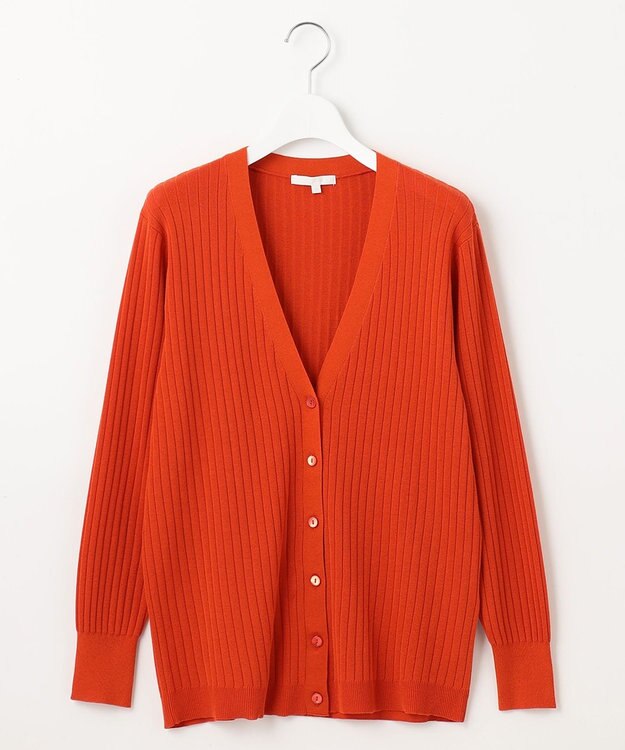 自由区 S 【アンサンブル対応・洗える】ハイツイストコットンアセテート カーディガン ダークオレンジ