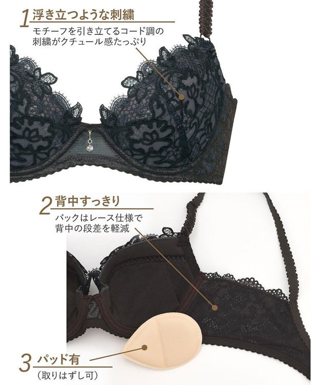 Wing Wing Lesiage　【2710シリーズ】ブラジャー　クチュール感あふれる贅沢な総レース　ウイング／ワコール　PB2710 コン