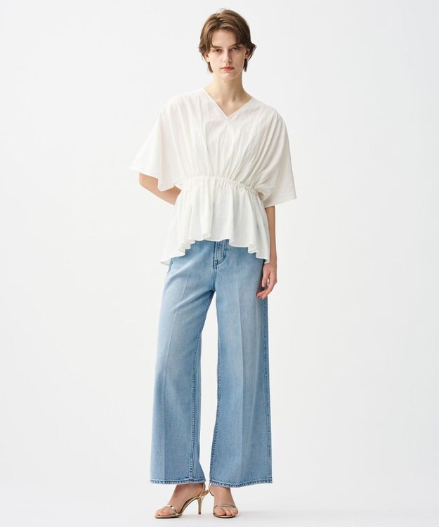 uncrave コットンリネンボイル ペプラムブラウス オフ