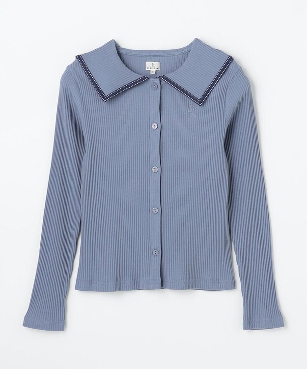 組曲 KIDS 【110-140㎝】 セーラーカラー リブトップス サックスブルー