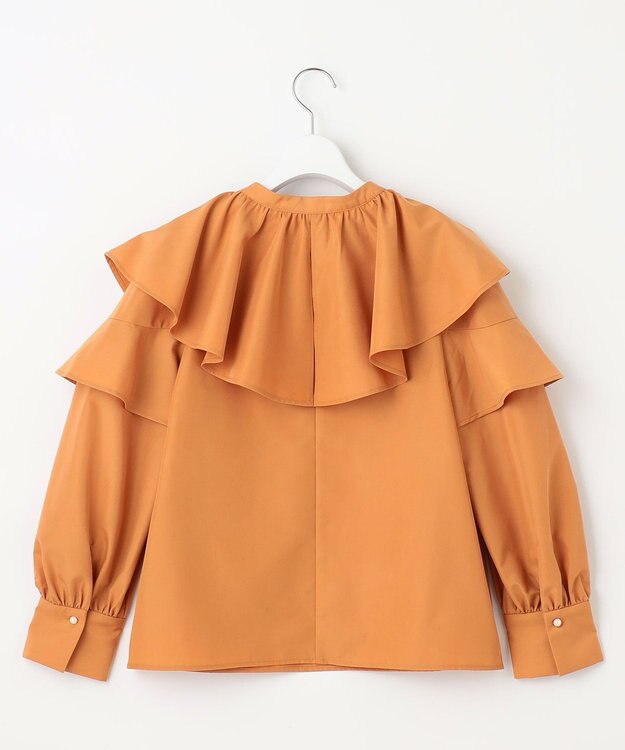 Feroux 【洗える】ラッフルスキッパー ブラウス オレンジ系