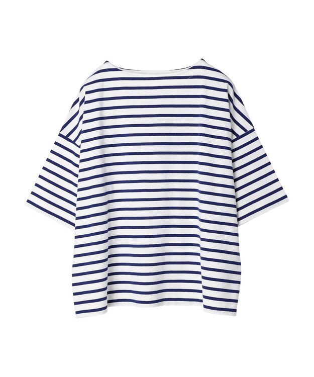 Green Parks ボーダーボートネック７分袖プルオーバー Blue