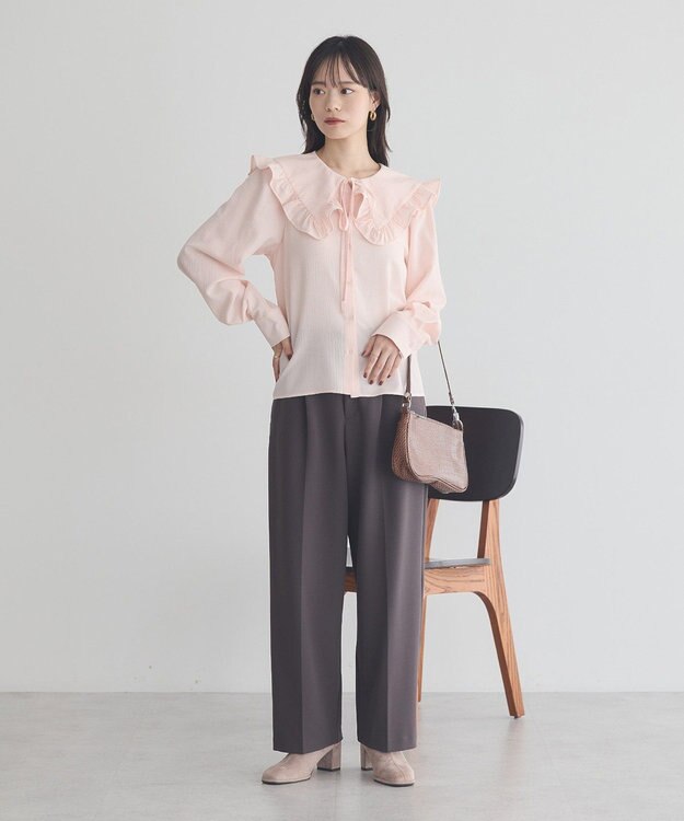 earth music&ecology フリルセーラーカラーブラウス Pink