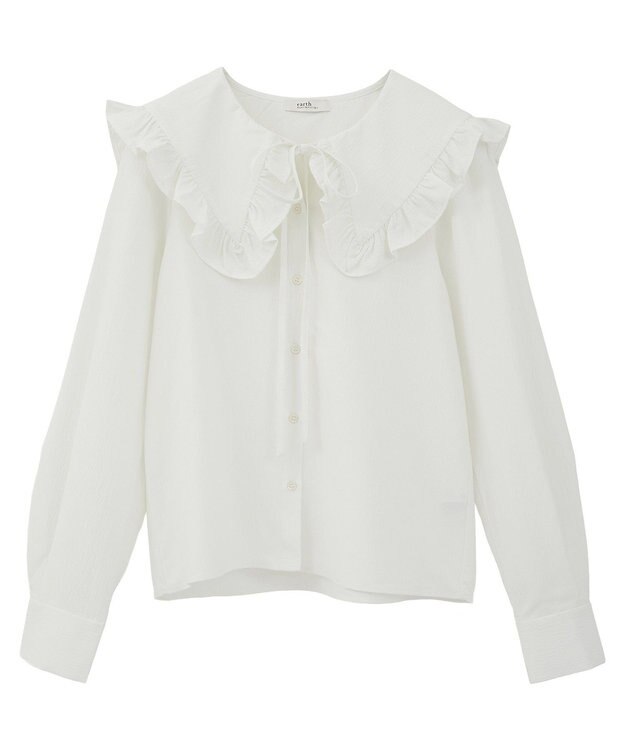 earth music&ecology フリルセーラーカラーブラウス Off White