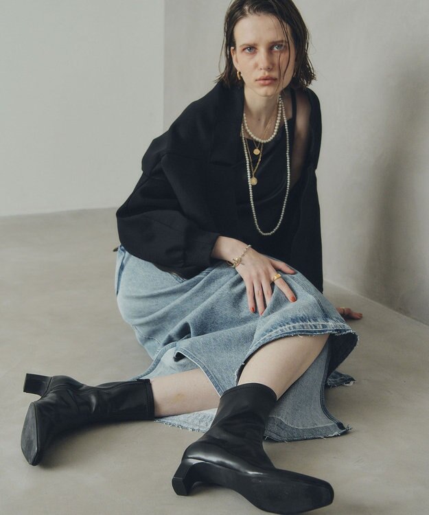 YECCA VECCA ストレッチミドルブーツ Black