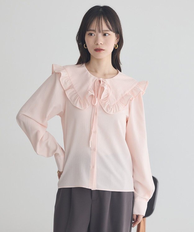 earth music&ecology フリルセーラーカラーブラウス Pink