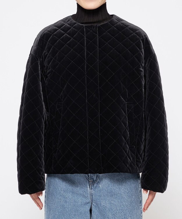 uncrave ベロア キルティング ブルゾン（uncrave WHITE） ブラック