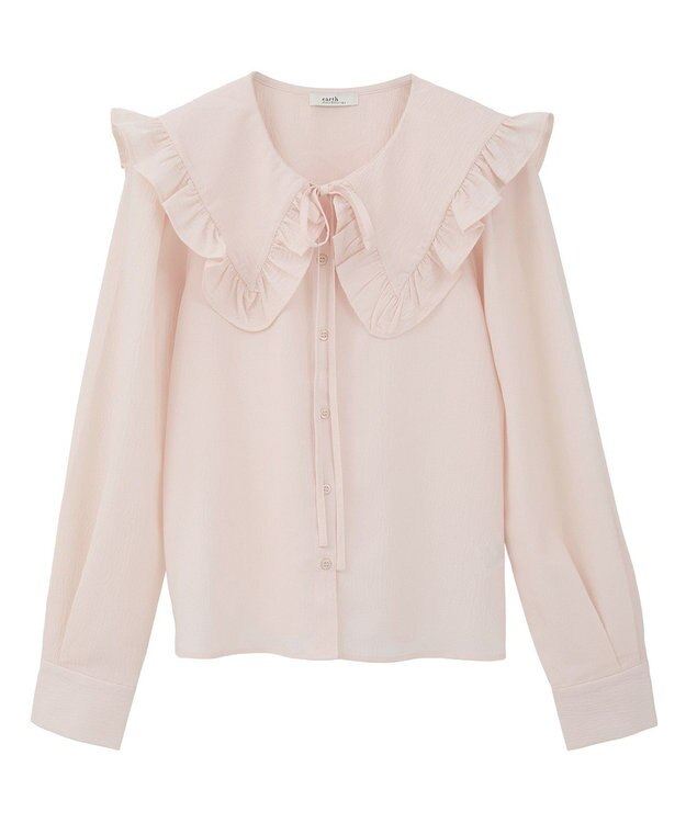 earth music&ecology フリルセーラーカラーブラウス Pink