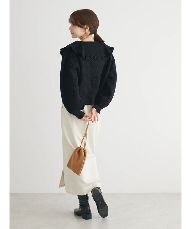 Green Parks ・Ｐｅｔｉｔ　Ｆｌｅｕｒ　ビッグカラーニットカーデ Black