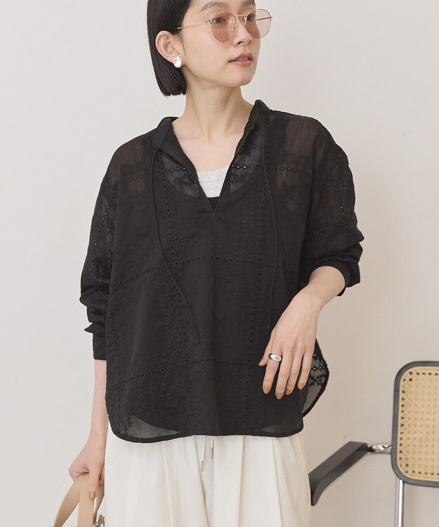 AMERICAN HOLIC スキッパーレースブラウス Black