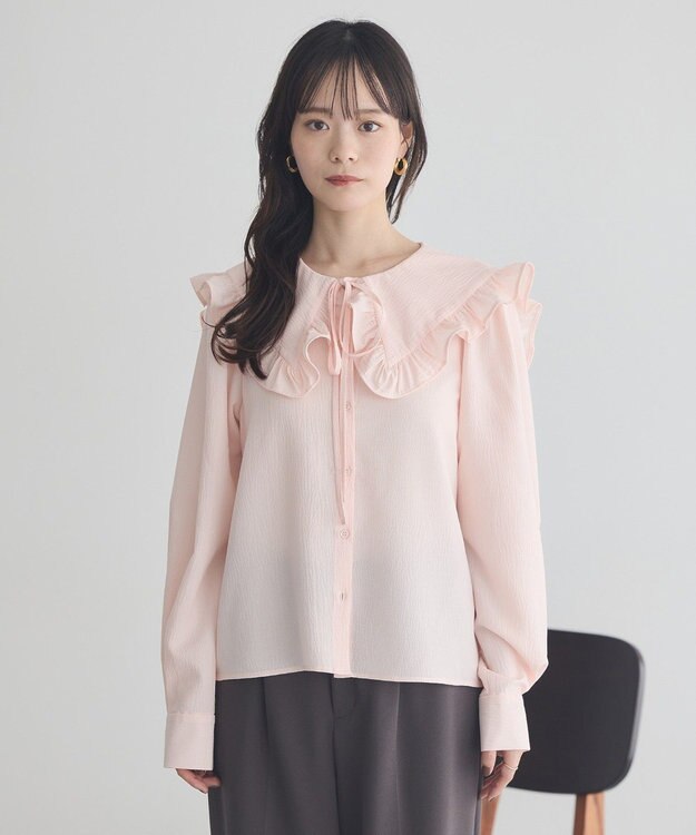 earth music&ecology フリルセーラーカラーブラウス Pink