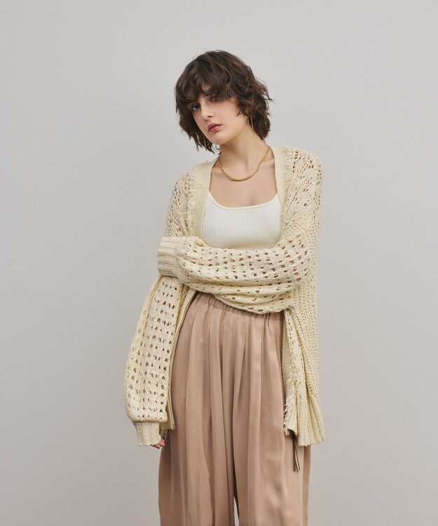 GRACE CONTINENTAL zipミドルニットカーディガン キナリ