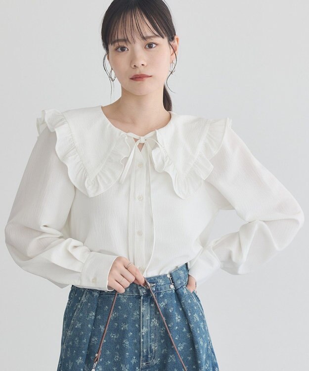 フリルセーラーカラーブラウス / earth music&ecology
