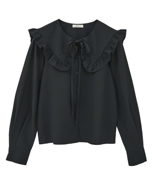 earth music&ecology フリルセーラーカラーブラウス Black