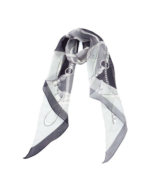 Marca ＜洗えるシルク＞【Marcaオリジナル】フローイングベルト剣先 ウォッシャブル シルクローン 剣先ストール ブラック