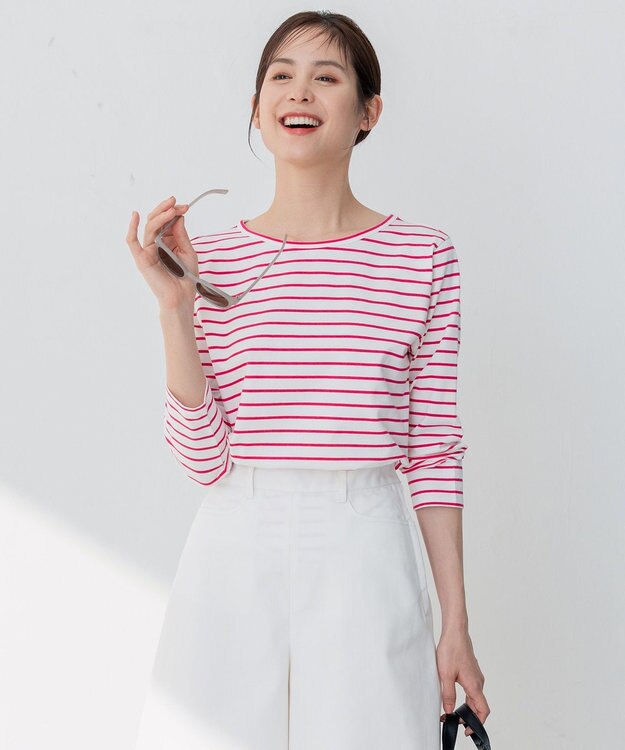 組曲 L プレーティング天竺バックタックボーダー カットソー オールドローズ系1