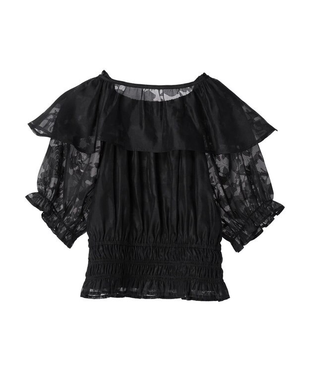 earth music&ecology 衿付きフラワーブラウス Off White