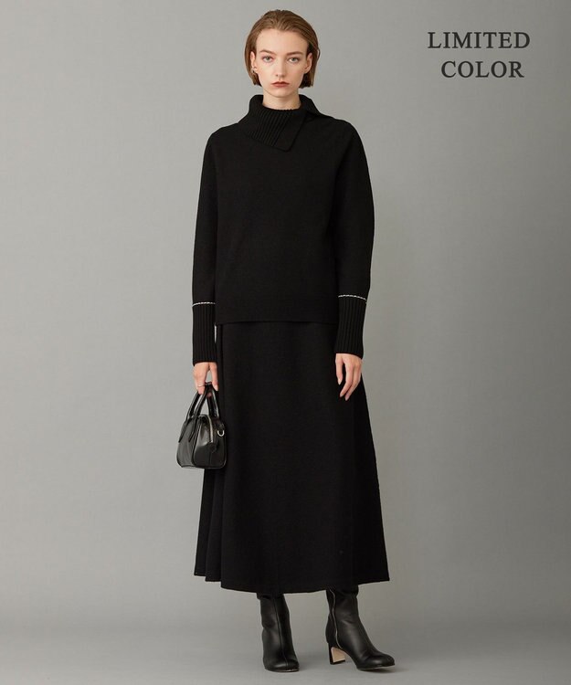 ICB L ミルドウール ニットスカート ブラック系［WEB限定］