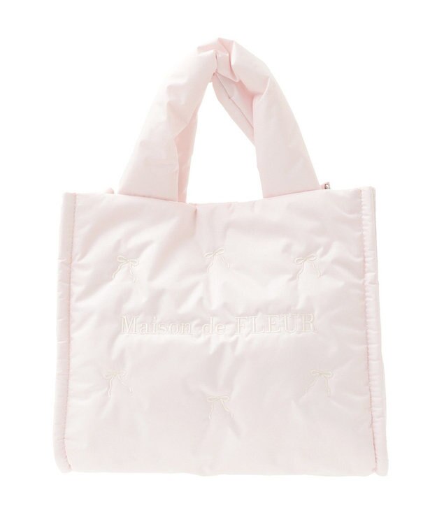Maison de FLEUR リボン刺繍パファー2Wayトートバッグ Pink