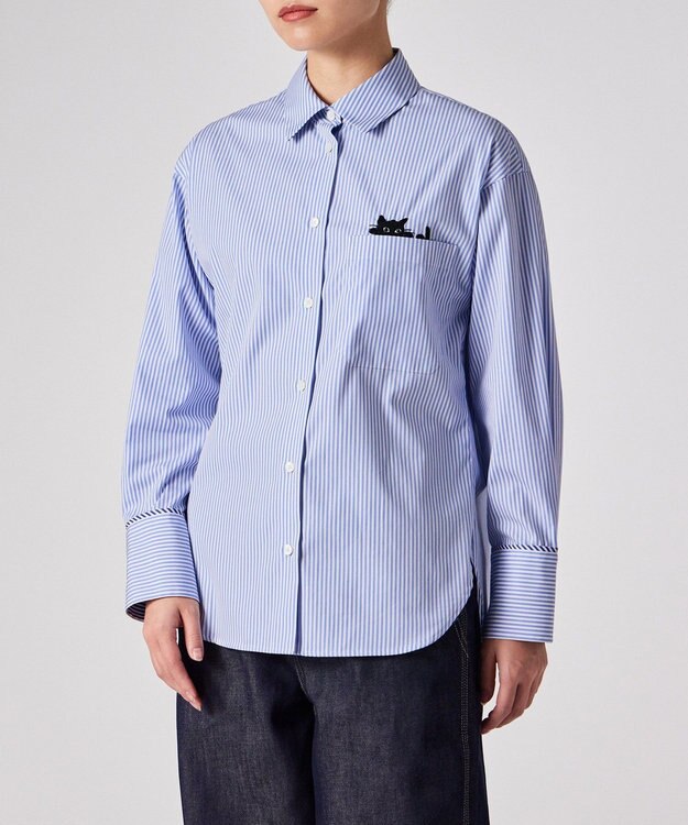 Paul Smith キャットエンブロイダリーシャツ ライトブルー