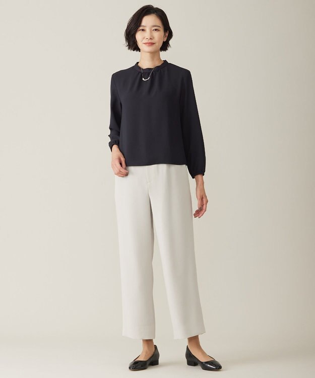 J.PRESS LADIES S プルエラ フリルネック カットソー ネイビー系