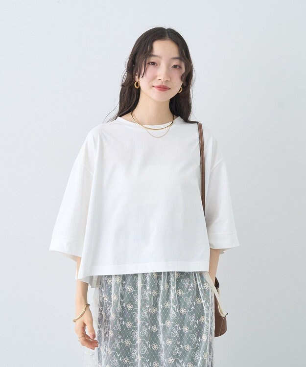 earth music&ecology 【接触冷感】バックギャザーＴｅｅ Ivory