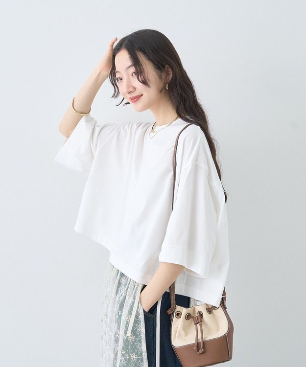 earth music&ecology 【接触冷感】バックギャザーＴｅｅ Ivory