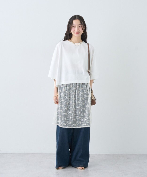 earth music&ecology 【接触冷感】バックギャザーＴｅｅ Ivory