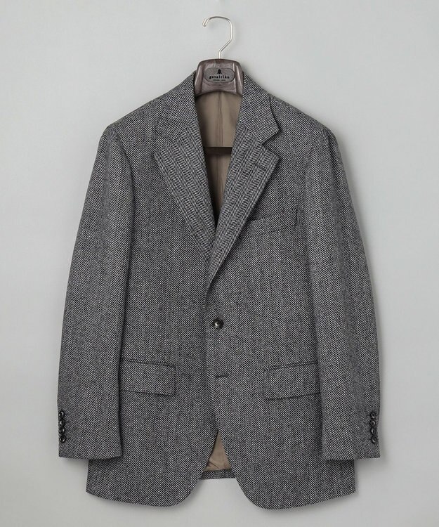 GOTAIRIKU 新色追加【一部ストレッチ】カシミヤブレンド 定番ツイードジャケット(25年モデル) グレー×ヘリンボーン