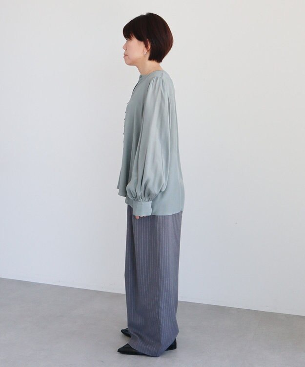 CRAFT STANDARD BOUTIQUE インド製 ボリュームスリーブブラウス Gray