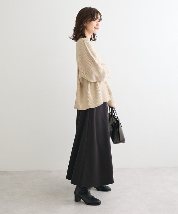 Green Parks リブ切替Ｖネックニットプルオーバー Light Beige