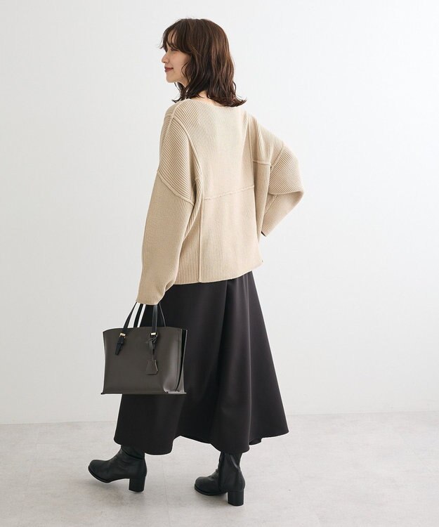 Green Parks リブ切替Ｖネックニットプルオーバー Light Beige