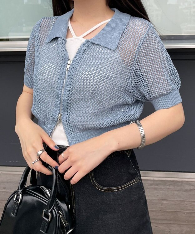 WEGO WZIPニットカーデ ブルー