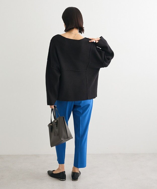 Green Parks リブ切替Ｖネックニットプルオーバー Black