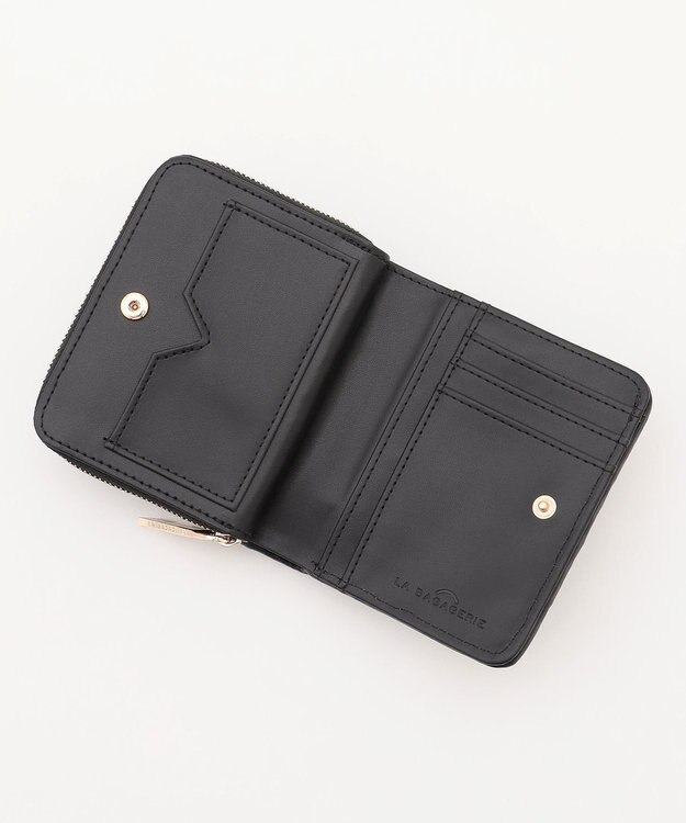 LA BAGAGERIE シープレザープリーツ加工二つ折り財布 ブラック