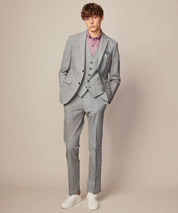 JOSEPH ABBOUD 【ストレッチ・洗える・軽量・防しわ・速乾・エコ撥水】ライトウェーブ ジャケット ライトグレー系