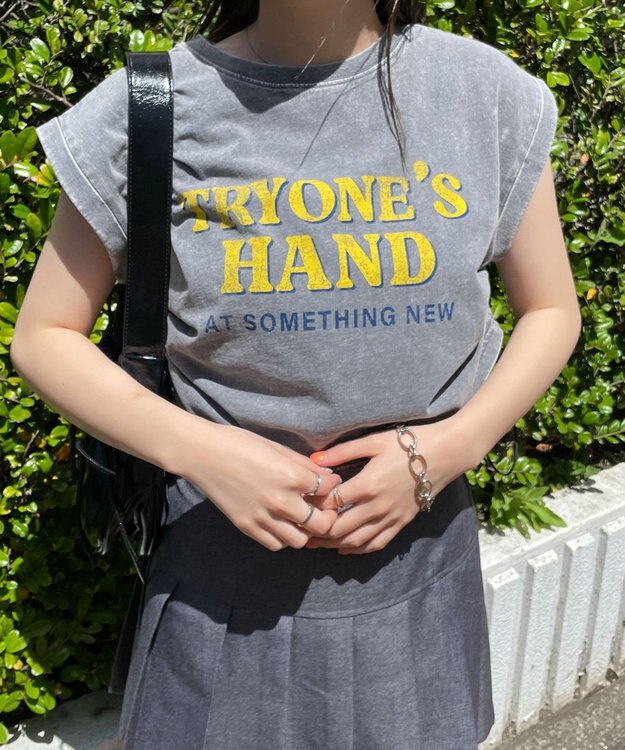 WEGO ヴィンテージウォッシュドロストデザインT グレーその他